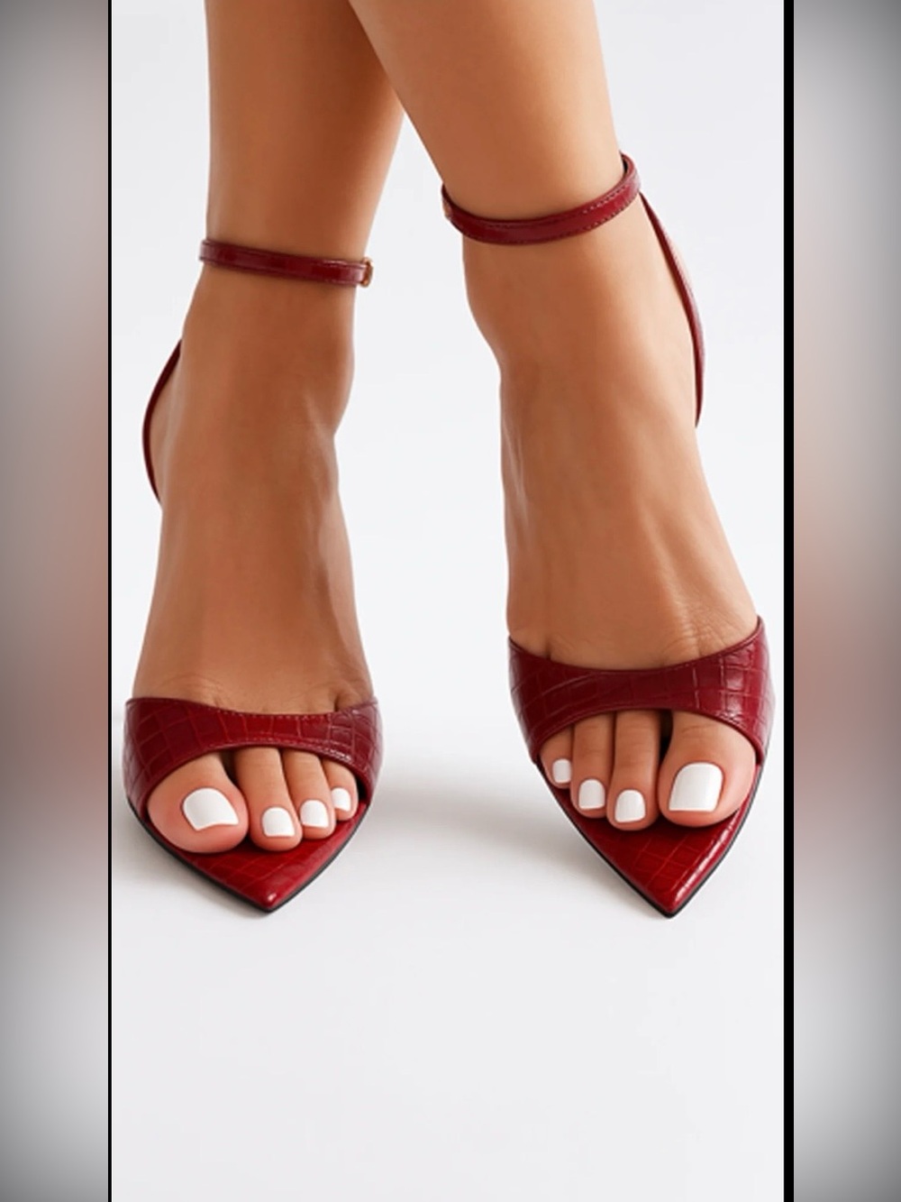 Burgundy Ankle Strap Sandal Heels EUC